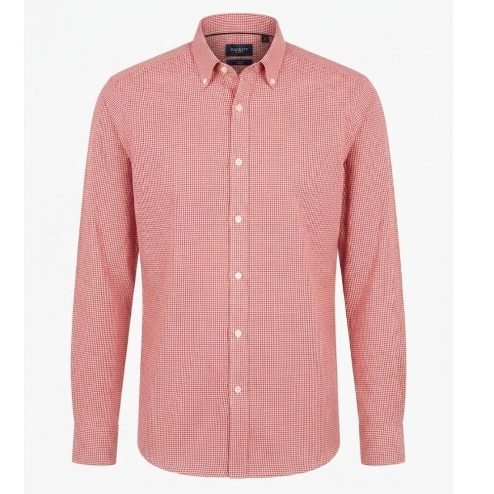 Hackett London Mens XL Red Micro Gingham Button Down Classic Fit Shirt - CJ